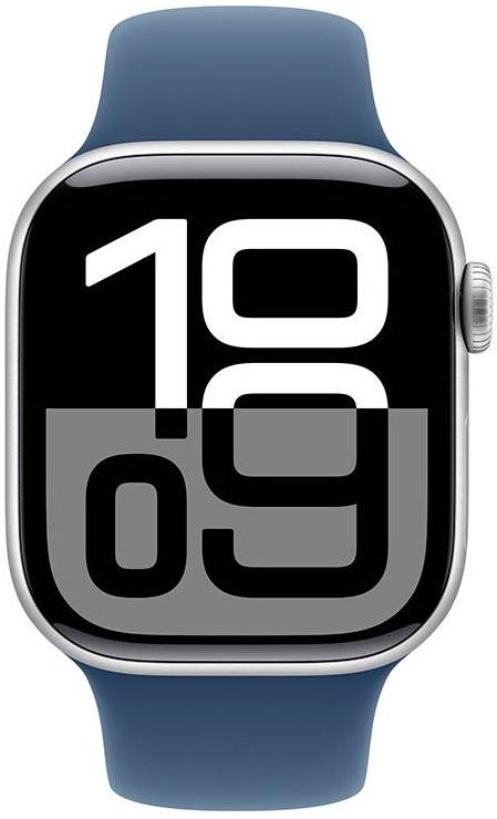 Apple Watch Series 10 GPS 42mm Alumínio Prateado c/ Bracelete Desportiva Azul Denim S/M