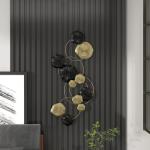 Decoração de Parede em Metal com Forma de Flor de Lótus Adorno para Sala Moderna Decoração 84x35 cm Dourado e Preto