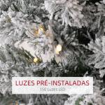 Árvore de Natal 180 cm Árvore de Natal Artificial Nevada com 150 Luzes LED 329 Ramos Verde e Branco