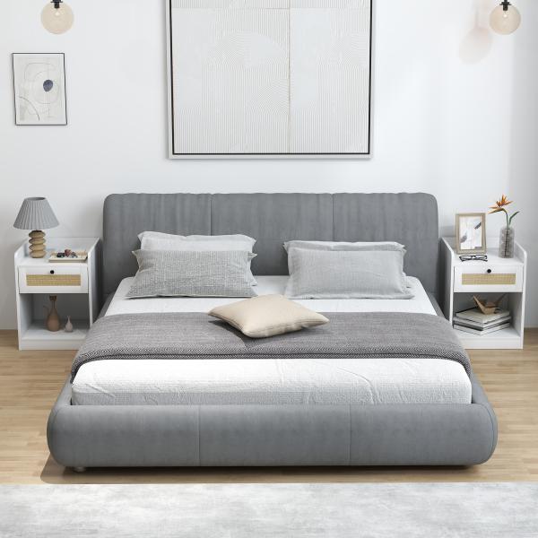 Conjunto de 2 Mesas de Cabeceira Mesas de Cabeceira para Dormitório com Gaveta em Vime 40x40x53 cm Branco
