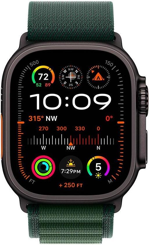 Apple Watch Ultra 2 GPS + Cellular 49mm Titânio Preto c/ Loop Alpine Verde Escuro S