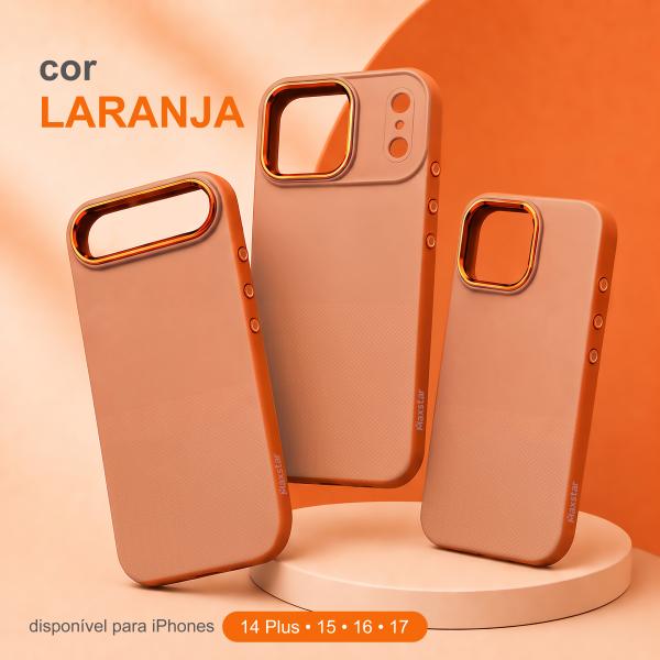 Maxstar MX802 Capa Magnética Antichoque Compatível com MagSafe para Apple iPhone 17 Pro Max, com Botão de Controlo da Câmara, Proteção Integral, Cantos Reforçados e Textura Antiderrapante - Laranja