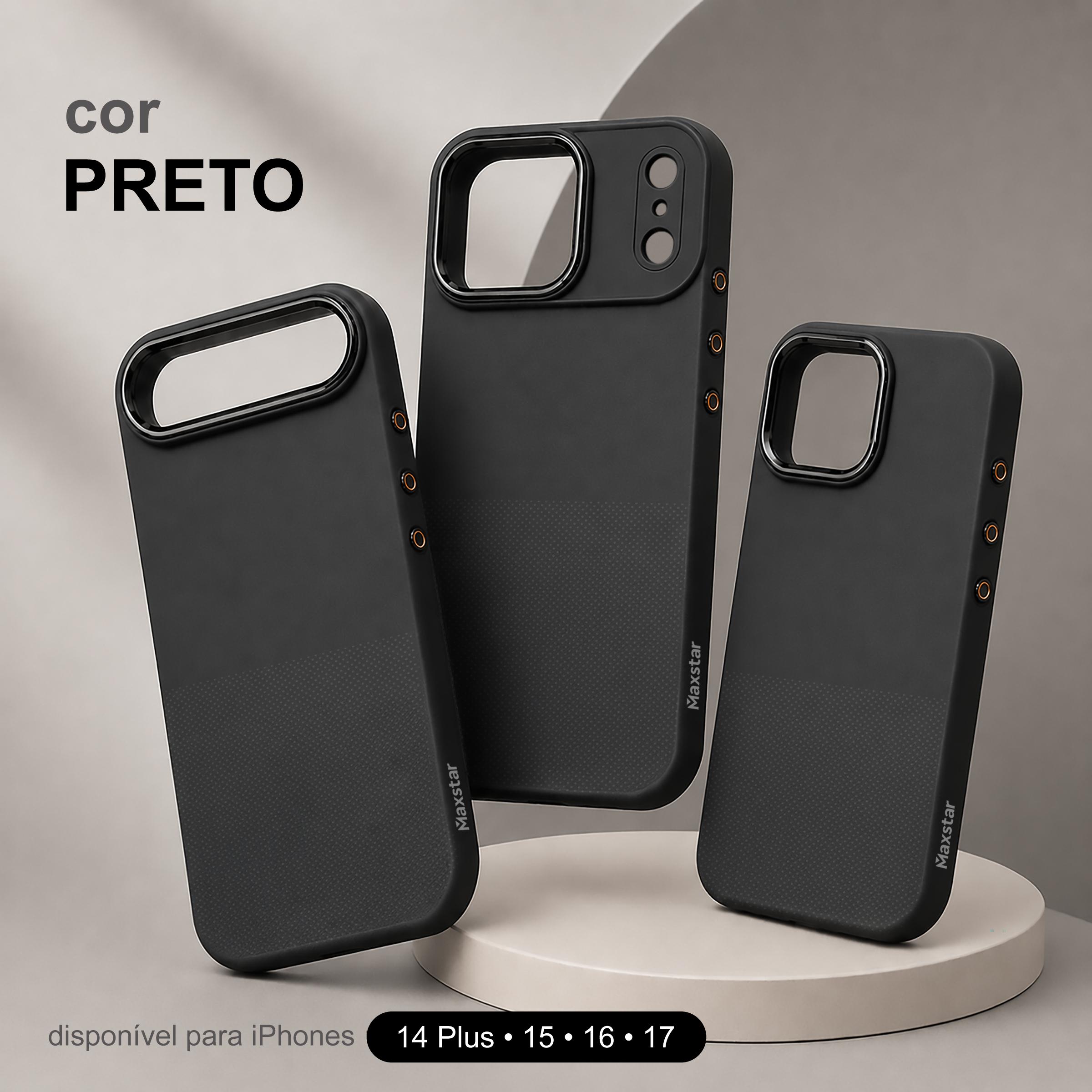 Maxstar MX802 Capa Magnética Antichoque Compatível com MagSafe para Apple iPhone 17 Air, com Botão de Controlo da Câmara, Proteção Integral, Cantos Reforçados e Textura Antiderrapante - Preto