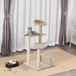 Árvore arranhador para gato com poste cama plataforma com cobertor veludo de sisal 50x50x100cm bege