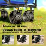 Carrinho de Transporte Dobrável para Praia Campismo Viajem com Toldo Guiador Rodas Altura Ajustável 117x55x98 cm Azul