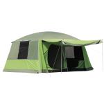 Tenda de Campismo Familiar para 4 Pessoas Tenda de Campismo Portátil Impermeável com Bolsa de Transporte Rede Mosquiteira e Proteção Solar 410x - 310x225cm Verde