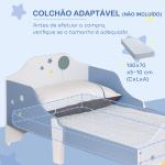 Cama para Crianças 143x74x59 cm Cama Infantil com Desenho em Estrelas Carga 50 kg para Dormitório Azul e Branco