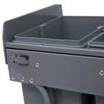 Cubos de Lixo para Cozinha com 3 recipientes de Reciclagem Removíveis 1x20L e 2x10L Metal e Plástico 48x34,2x41,8cm Cinza
