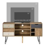 Móvel de TV com Prateleira de Armazenamento 4 Gavetas e Pés de Metal para Televisores de até 50 Polegadas 120x39x64cm Marrom