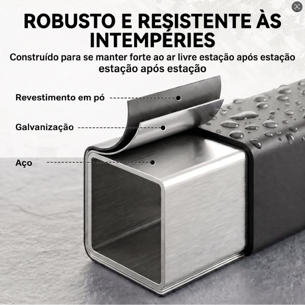 Lenheiro com Capa Oxford 600D e Cabos, Estrutura em Aço Galvanizado, Carga 500 kg, para Interior e Exterior, Preto