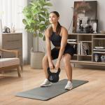Peso Russo de 6 kg Kettlebell Fitness Preenchido de Areia com Punho Largo Antiderrapante 20x13x22 cm Preto