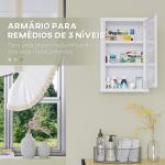 Armário Farmácia de Parede em Aço com 3 Prateleiras de Armazenamento e 2 Chaves para Casa de Banho 30x14x46 cm Branco