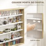 Vitrine de Parede de Madeira com Prateleiras Ajustáveis e 2 Portas Corredeiras de Vidro para Coleções Perfumes 80x9,5x60 cm Madeira e Branco