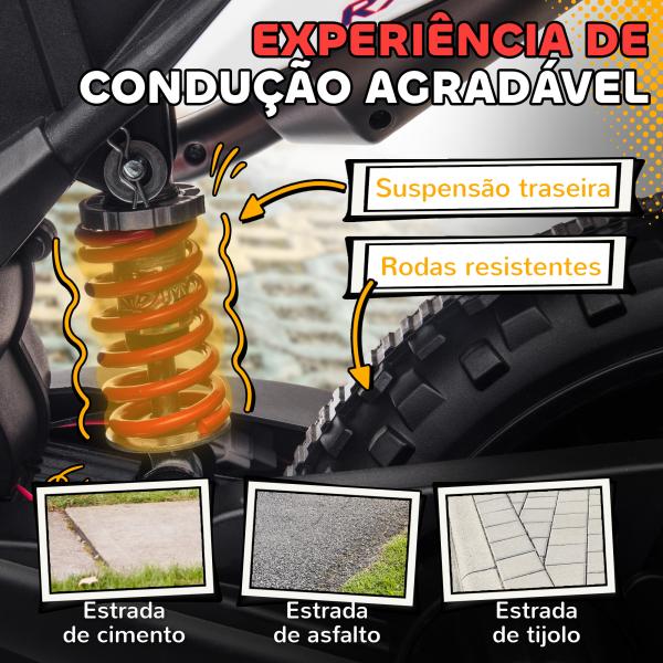 Mota Elétrica Infantil Aprilia 12V Rodas de Apoio Farol Música Porta USB Amortecedor Branco