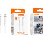 Maxstar Cabo USB - C para Lightning 30W Branco, Carregamento Rápido PD e Sincronização de Dados - 3 M