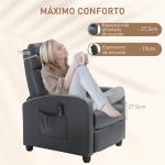 Poltrona de Massagem Reclinável com 2 Zonas de Massagem 8 Programas e 5 Níveis de Intensidade 68x88x98 cm Cinzento