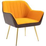 Poltrona de Sala de Estar Estofada em Couro Sintético e Veludo com Apoios para os Braços Pés Dourados 64x62x72,5 cm Amarelo