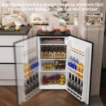 Frigorífico Pequeno com Congelador 91L Silencioso Porta Reversível Temperatura Regulável e Prateleiras Ajustáveis Preto