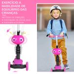 Trotinete 5 em 1 para Crianças com 3 Rodas Assento Removível e Guiador Ajustável Carga Máxima 50 kg 62x25x72,5 cm Rosa