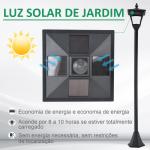 Candeeiro Solar de Jardim com Proteção IP44 Luzes LED para Exterior Pátio Varanda 15x15x120 cm Preto