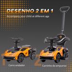 Carro Andador Lamborghini Essenza SCV2 Carro Andador com Buzina Guiador e Grade de Segurança 86,5x40x89,5cm Laranja