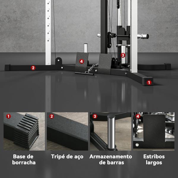 Máquina Multi Estação Musculação para Treino de Ombros Braços Carga 120 kg para Fitness Ginásio em Casa 170x139x200 cm Preto