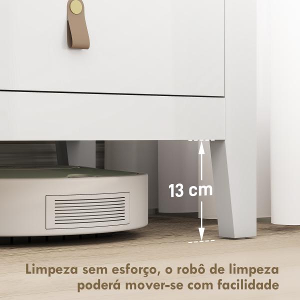 Cómoda de 6 Gavetas Cómoda para Dormitório com Puxadores de PU 120x40x78 cm Branco