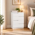 Cómoda com 4 Gavetas Cómoda de Dormitório Moderna com Sistema Anti - Tombo 60x40x85 cm Branco
