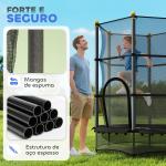Trampolim para Crianças com Rede de Segurança e Estrutura de Aço para Interiores e Exteriores Carga 50kg Ø140x190 cm Preto