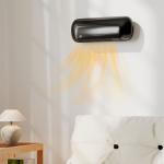 Aquecedor Elétrico de Parede 2000 W com 3 Modos, Ecrã LED, Termóstato, Temporizador e Oscilação, Preto