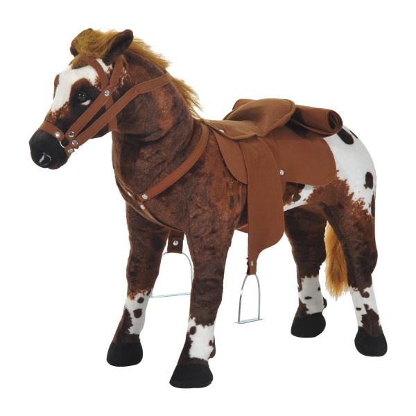 Cavalo de Brinquedo para Crianças acima de 3 Anos com Sons Realistas 85x28x60 cm Marrom