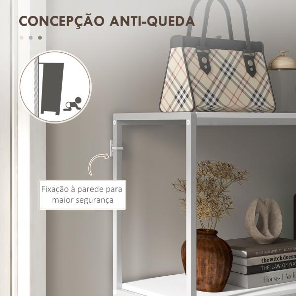 Mesa Consola de Entrada Mesa de Entrada com Estante Aberto e Estrutura de Aço Anti - tombo para Sala 100x30x87 cm Branco