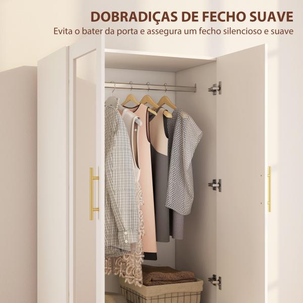 Roupeiro com Espelho 2 Portas e 2 Gavetas Relevo de Diamante Barra para Pendurar Estilo Moderno 80x50x180 cm Branco