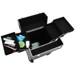 Mala de Maquilhagem Profissional com Rodas Pega 2 Bandejas e Compartimento Inferior 34x24x52/94 cm Preto