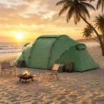 Tenda de Campismo Familiar para 4 Pessoas Tenda Dobrável Impermeável para Praia Parque 430x240x170 cm Verde