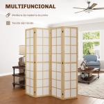 Biombo Dobrável de 4 Painéis Separador de Ambientes de Interior para Sala de Estar Dormitório e Escritório 160x170 cm Madeira e Branco