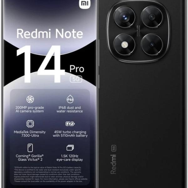 Smartphone Xiaomi Redmi Note 14 Pro 5G 6.67 12GB/512GB Dual SIM (Midnight Black)