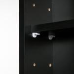 Vitrine de Parede de Madeira com Prateleiras Ajustáveis e 2 Portas Corredeiras de Vidro para Coleções Perfumes 80x9,5x60cm Preto