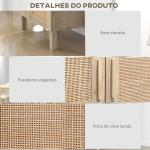Aparador de Sala de Estar com 2 Portas de Rede e Prateleiras Ajustáveis Armário Estilo Cannage Anti - Tombo para Cozinha 73x41x102 cm Madeira