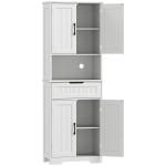 Armário Despenseiro de Cozinha 172 cm com Bancada Aberta, 4 Portas, Gaveta e 2 Prateleiras Ajustáveis, Branco