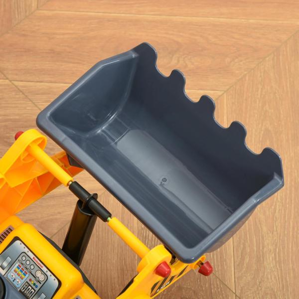 Trator sem Pedais para Crianças de 2 - 3 Anos com Pá Escavadora Espaço de Armazenamento Oculto Volante e Buzina 70x26x37cm Amarelo