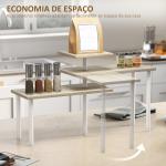 Estante de Cozinha de 3 Níveis Estante de Cozinha com 3 Prateleiras Giratórias Estrutura de Metal e Design em Degraus 40x18x36,5 cm Madeira