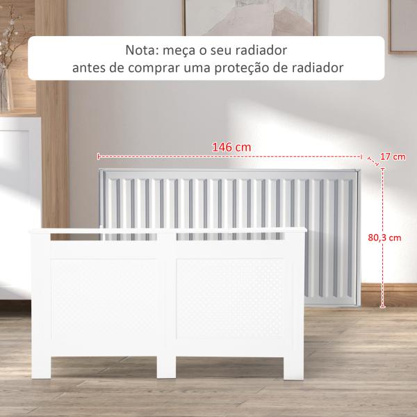 Cobertura para Radiador em MDF com Ripas e Prateleira Superior 151,5x19x82 cm Branco