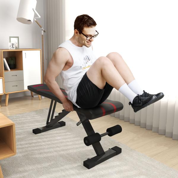 Banco de Abdominais Ajustável Banco de Musculação Dobrável para Treino de Corpo Completo 82x35x42,5 - 107 cm Preto
