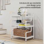 Suporte para Impressora de 3 Níveis com Estrutura em Aço e Estante de Arrumação para Escritório e Casa 55x40x77 cm Branco