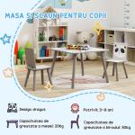 Conjunto de Mesa e Cadeiras para Crianças de 3 Peças Mesa Infantil com 2 Cadeiras Conjunto de Móveis para Atividades Cinza