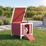 Coelheira de Madeira Exterior Coelheira para Roedores Animais de Estimação Pequenos com Teto Asfáltico e Rampa Antiderrapante 42x51x43cm Vermelho