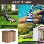 Abrigo de Jardim 213x130x185cm Abrigo de Jardim Metálico de Exterior com 2 Portas Deslizantes e 4 Janelas Marrom Claro