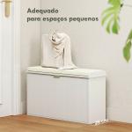 Banco Sapateira Móvel Sapateira Estreito com Assento Estofado Caixa Rebatível e Painel de Ripas 80x26x47,5 cm Branco