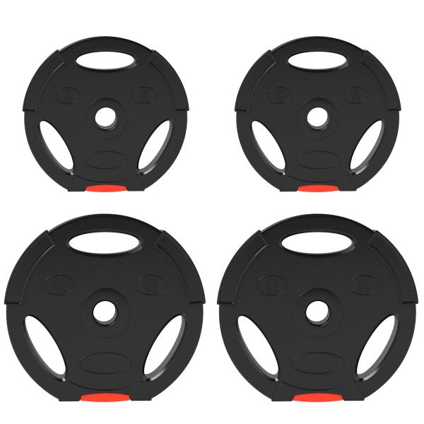 Conjunto de Discos de Pesos de 4 Peças Discos de Pesos 2x10 kg e 2x5 kg com Orifícios de 2,5 cm Preto